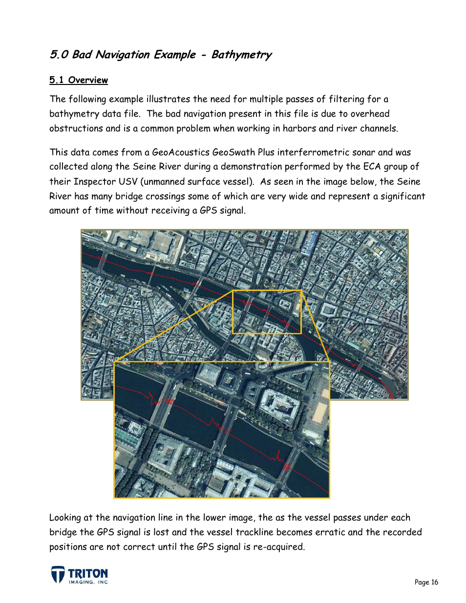 0 bad navigation example - bathymetry, 1 overview | Triton Navigation User Manual | Page 19 / 21