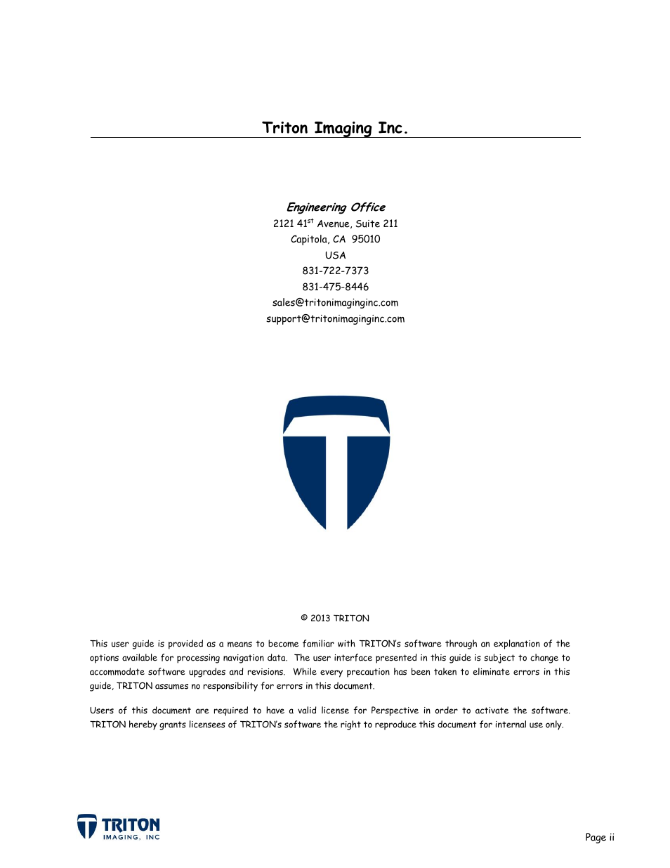 Triton imaging inc | Triton Navigation User Manual | Page 2 / 21