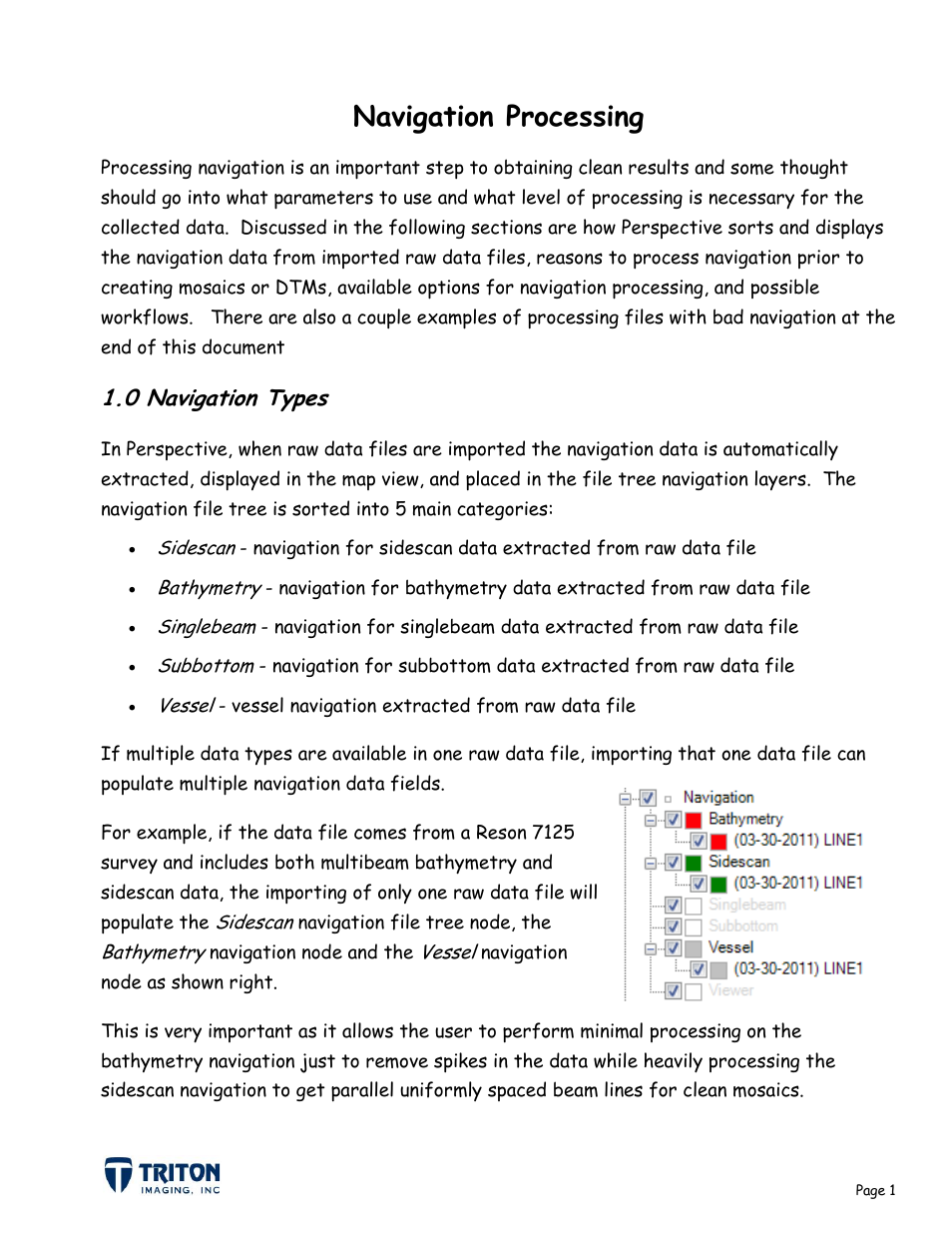 0 navigation types, Navigation processing | Triton Navigation User Manual | Page 4 / 21