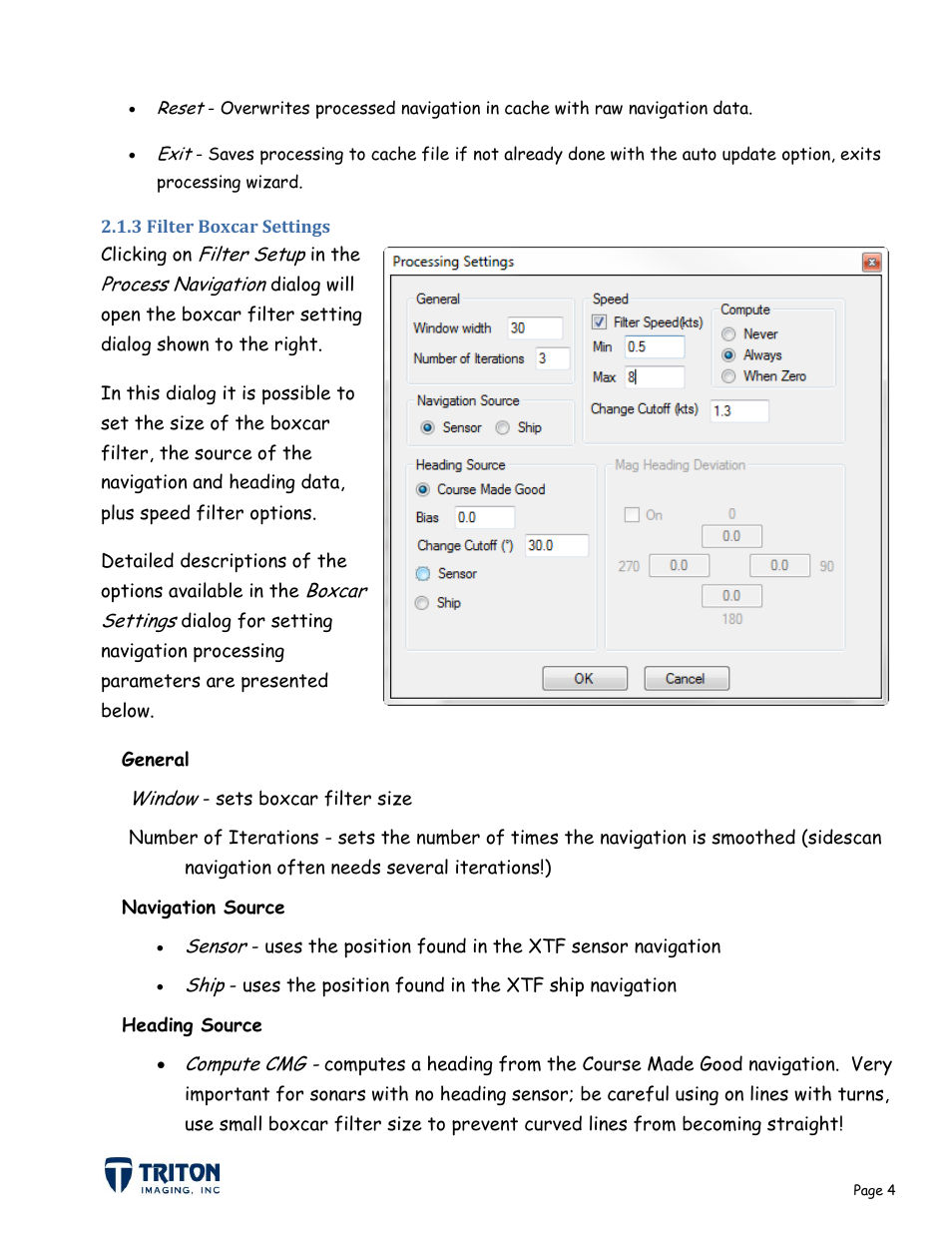 3 filter boxcar settings | Triton Navigation User Manual | Page 7 / 21