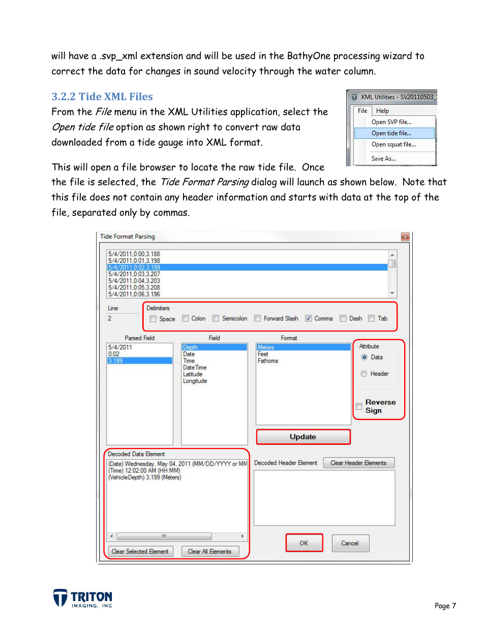 2 tide xml files | Triton Bathymetry User Manual | Page 11 / 49