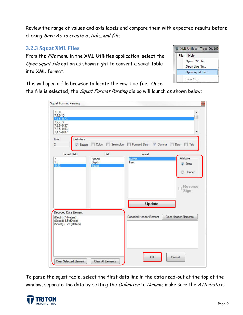 3 squat xml files | Triton Bathymetry User Manual | Page 13 / 49
