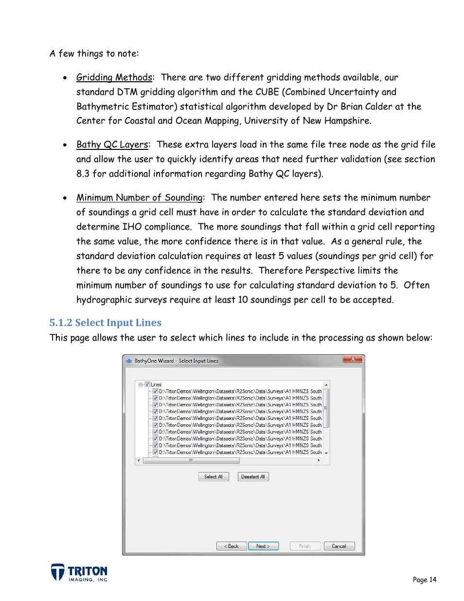 2 select input lines | Triton Bathymetry User Manual | Page 18 / 49