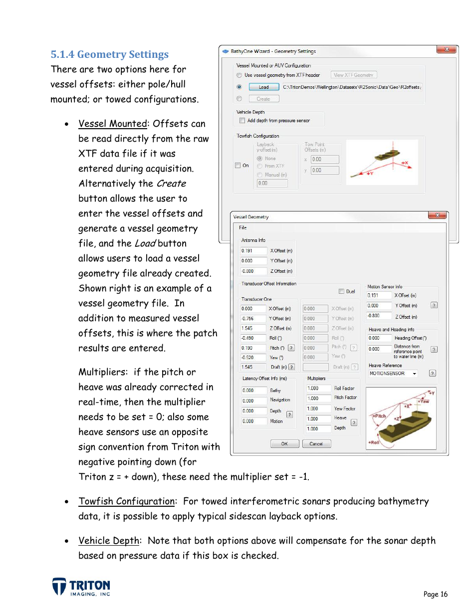 4 geometry settings | Triton Bathymetry User Manual | Page 20 / 49