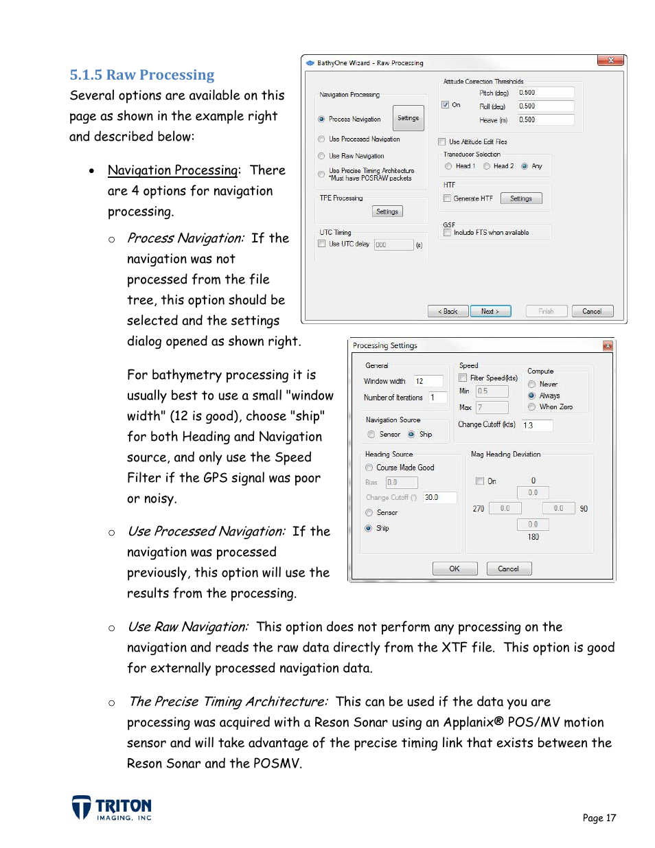 5 raw processing | Triton Bathymetry User Manual | Page 21 / 49