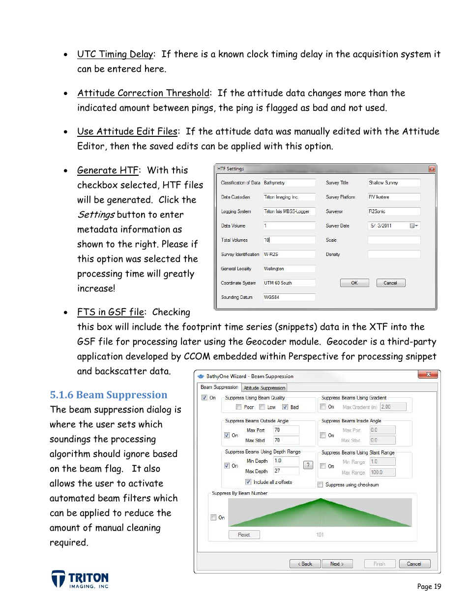 6 beam suppression | Triton Bathymetry User Manual | Page 23 / 49