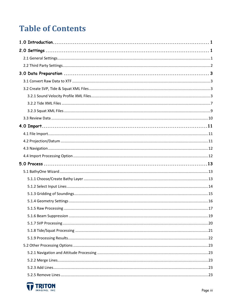 Triton Bathymetry User Manual | Page 3 / 49