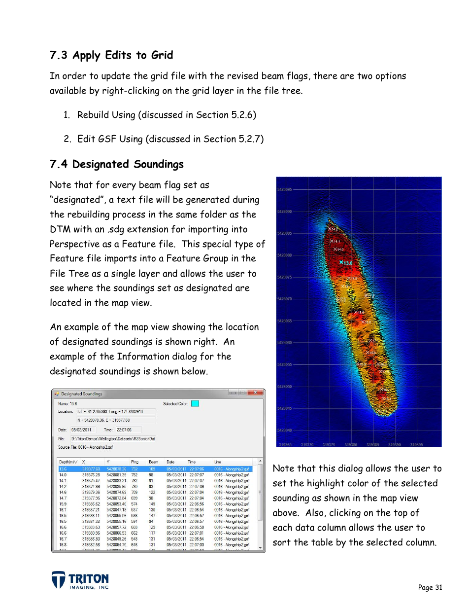 3 apply edits to grid, 4 designated soundings | Triton Bathymetry User Manual | Page 35 / 49