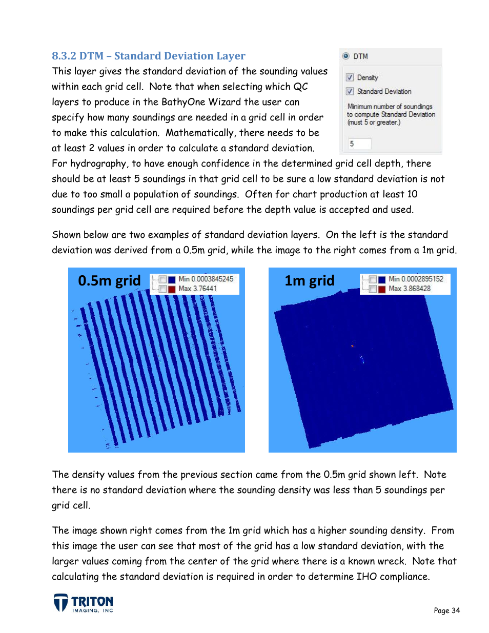 2 dtm – standard deviation layer, 5m grid, 1m grid | Triton Bathymetry User Manual | Page 38 / 49
