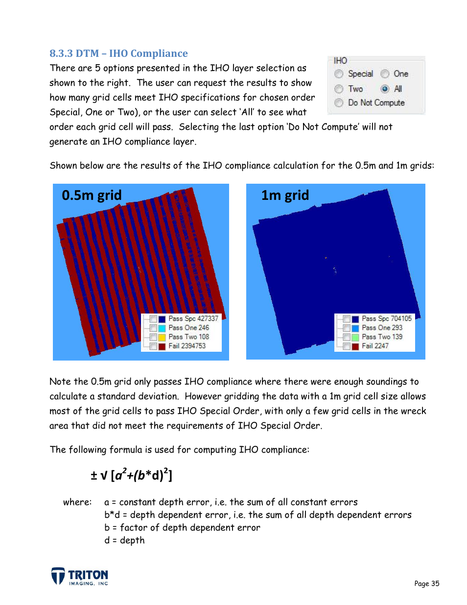 3 dtm – iho compliance, 5m grid, 1m grid | B *d) | Triton Bathymetry User Manual | Page 39 / 49