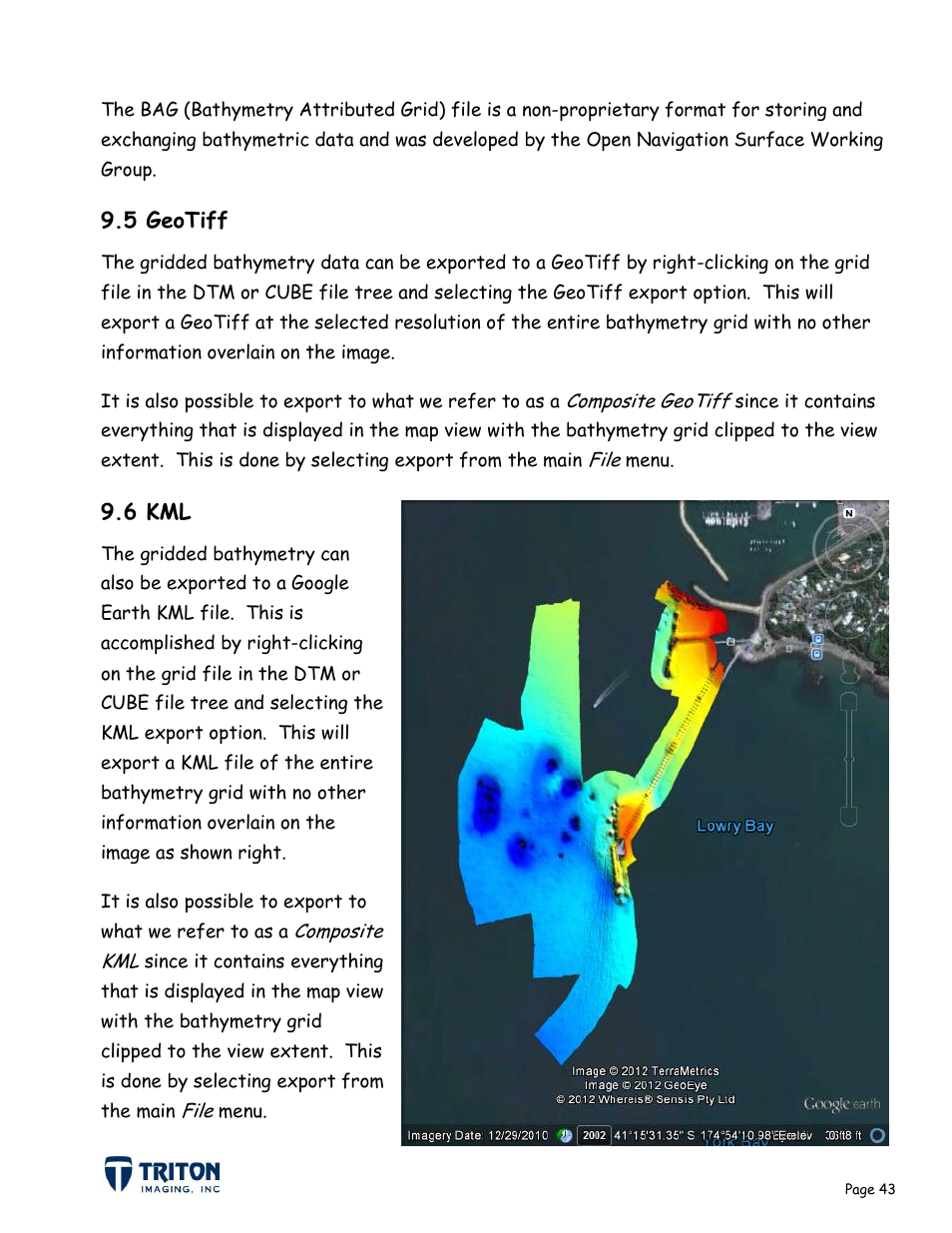 5 geotiff, 6 kml | Triton Bathymetry User Manual | Page 47 / 49