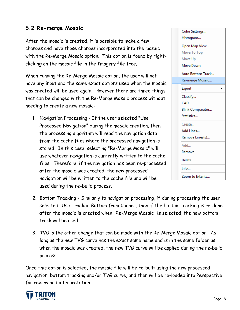 2 re-merge mosaic | Triton Sidescan User Manual | Page 21 / 28