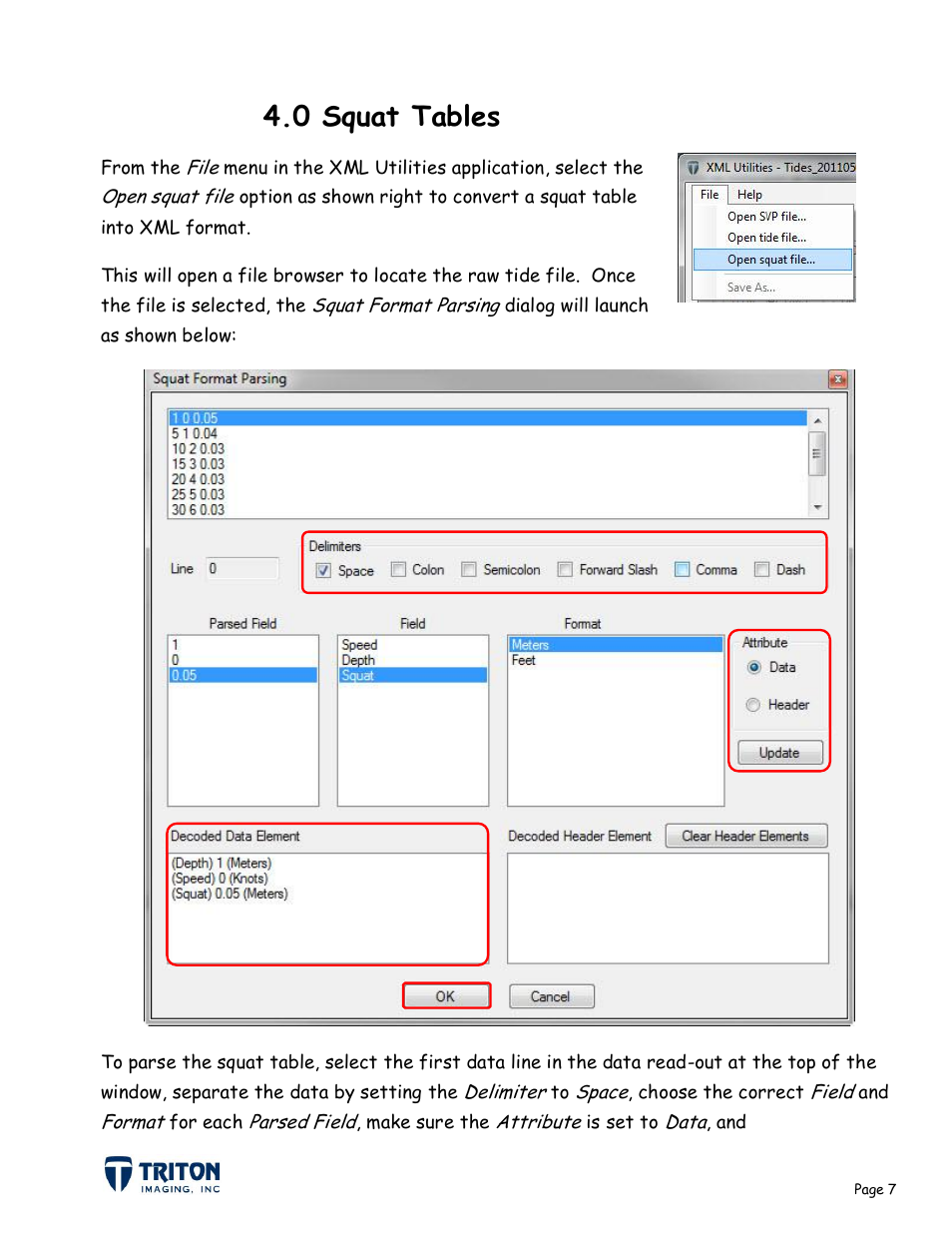 0 squat tables | Triton XML Utilities User Manual | Page 10 / 11