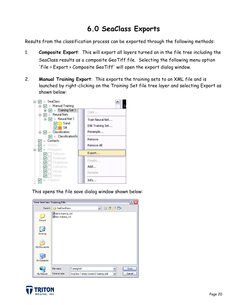 0 seaclass exports | Triton Sediment User Manual | Page 23 / 24