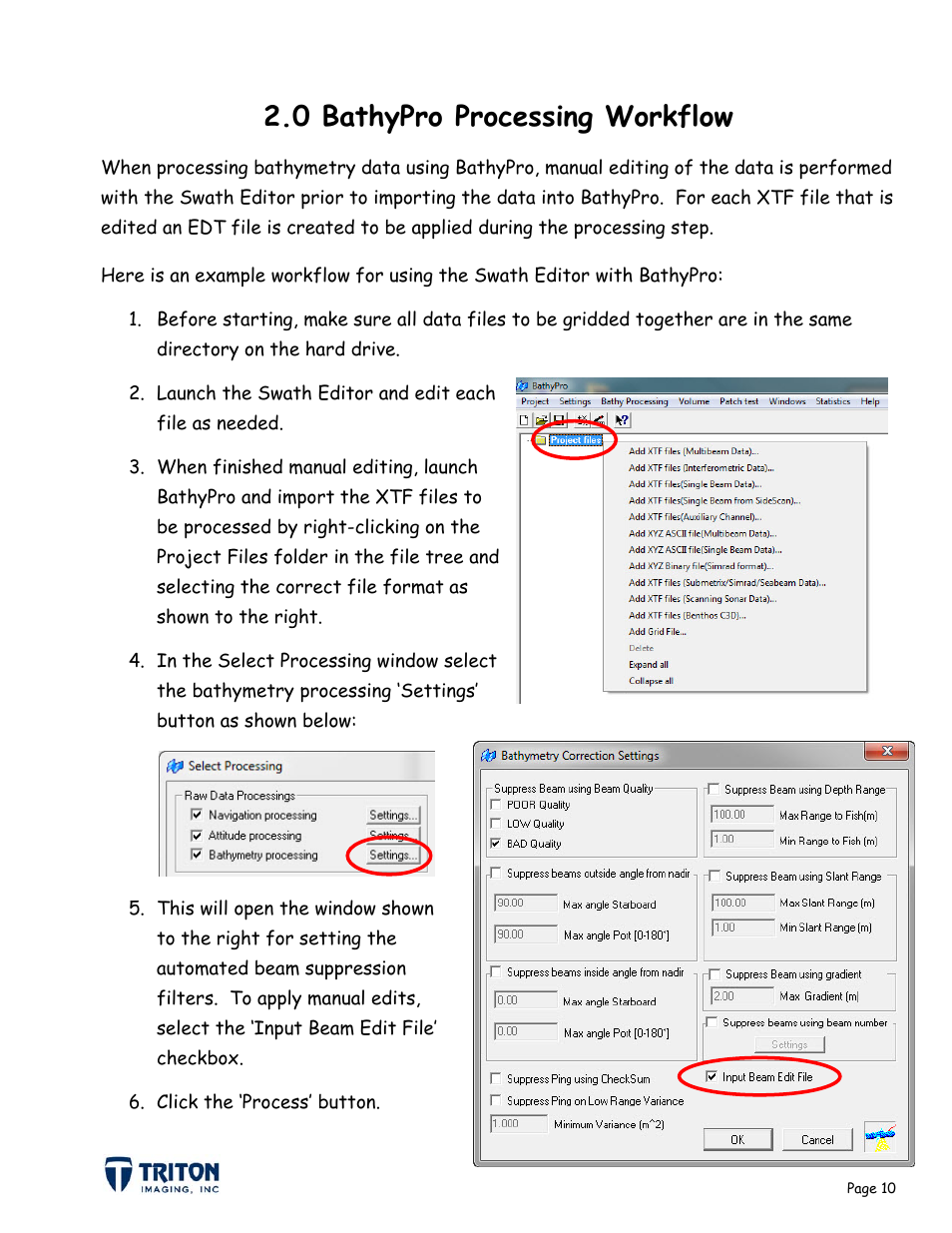 0 bathypro processing workflow | Triton Bathymetry Swath Editor User Manual | Page 13 / 15