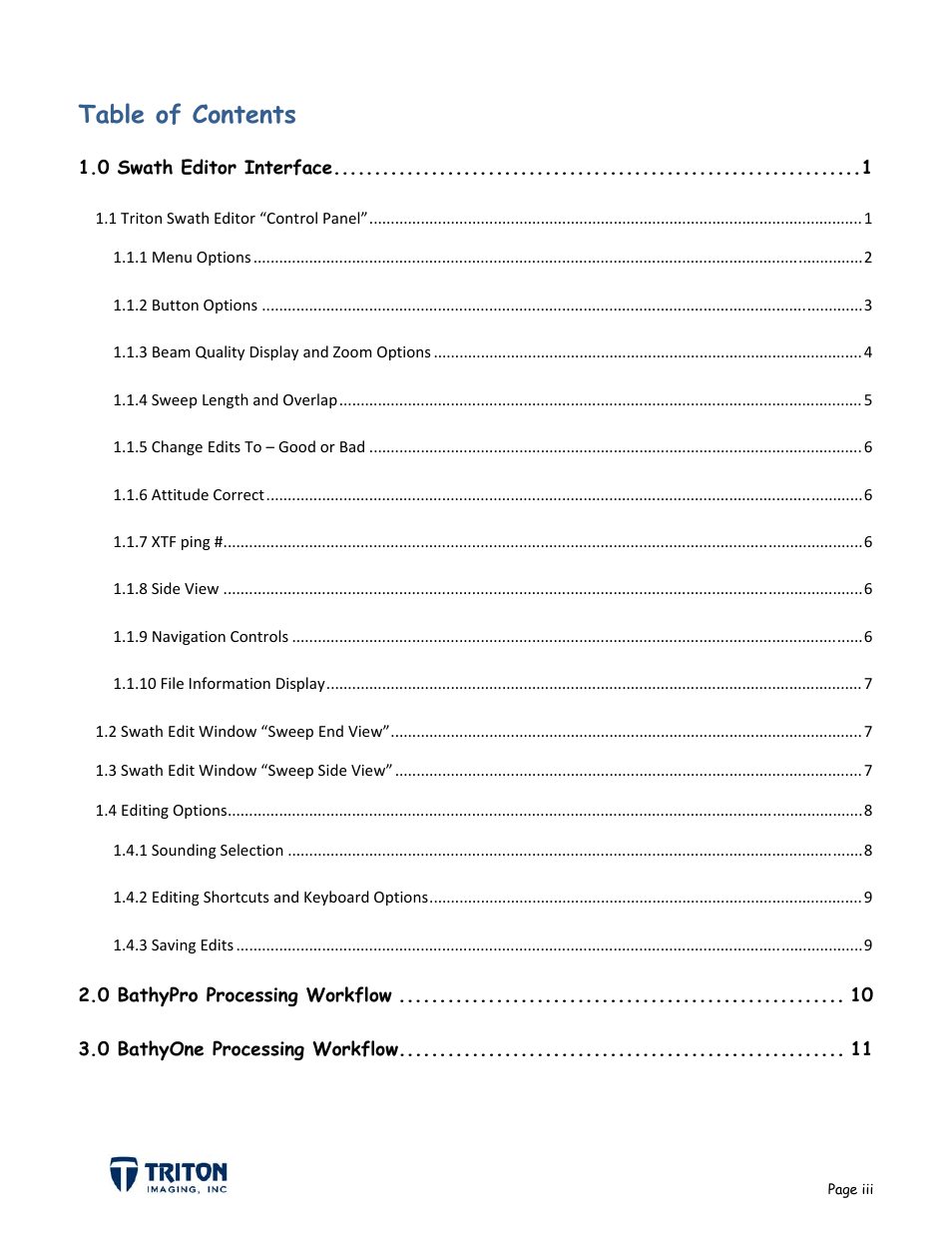 Triton Bathymetry Swath Editor User Manual | Page 3 / 15