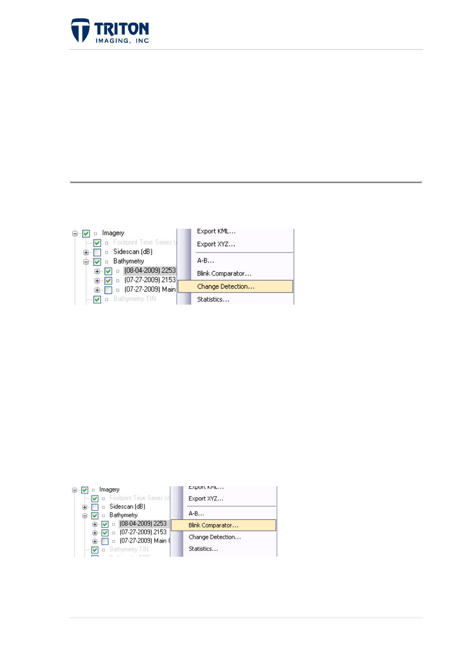 3 bathy change detection, 4 bathy blink comparator | Triton Perspective User Manual | Page 131 / 195