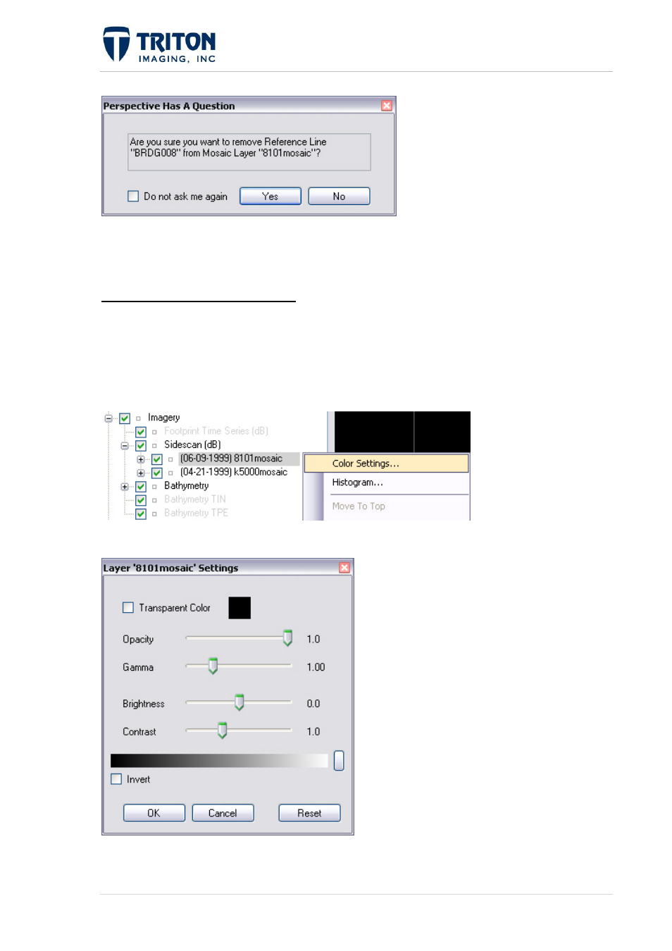 Isualization, Ptions, 1 color settings | 8 visualization options 6.8.1 color settings | Triton Perspective User Manual | Page 147 / 195