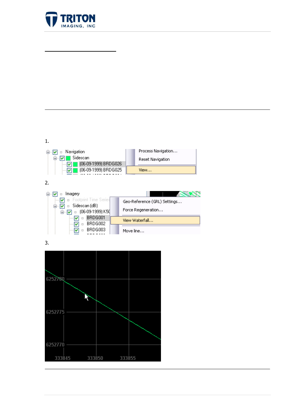 Aterfall, Iewer, 1 waterfall module | 9 waterfall viewer 6.9.1 waterfall module | Triton Perspective User Manual | Page 150 / 195