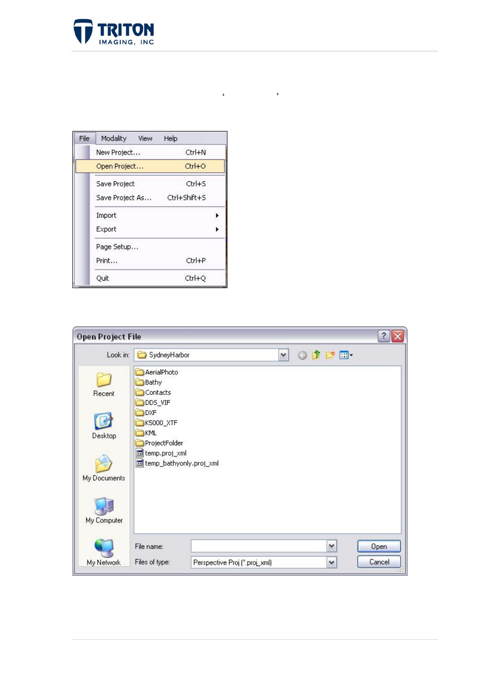 2 open project | Triton Perspective User Manual | Page 63 / 195