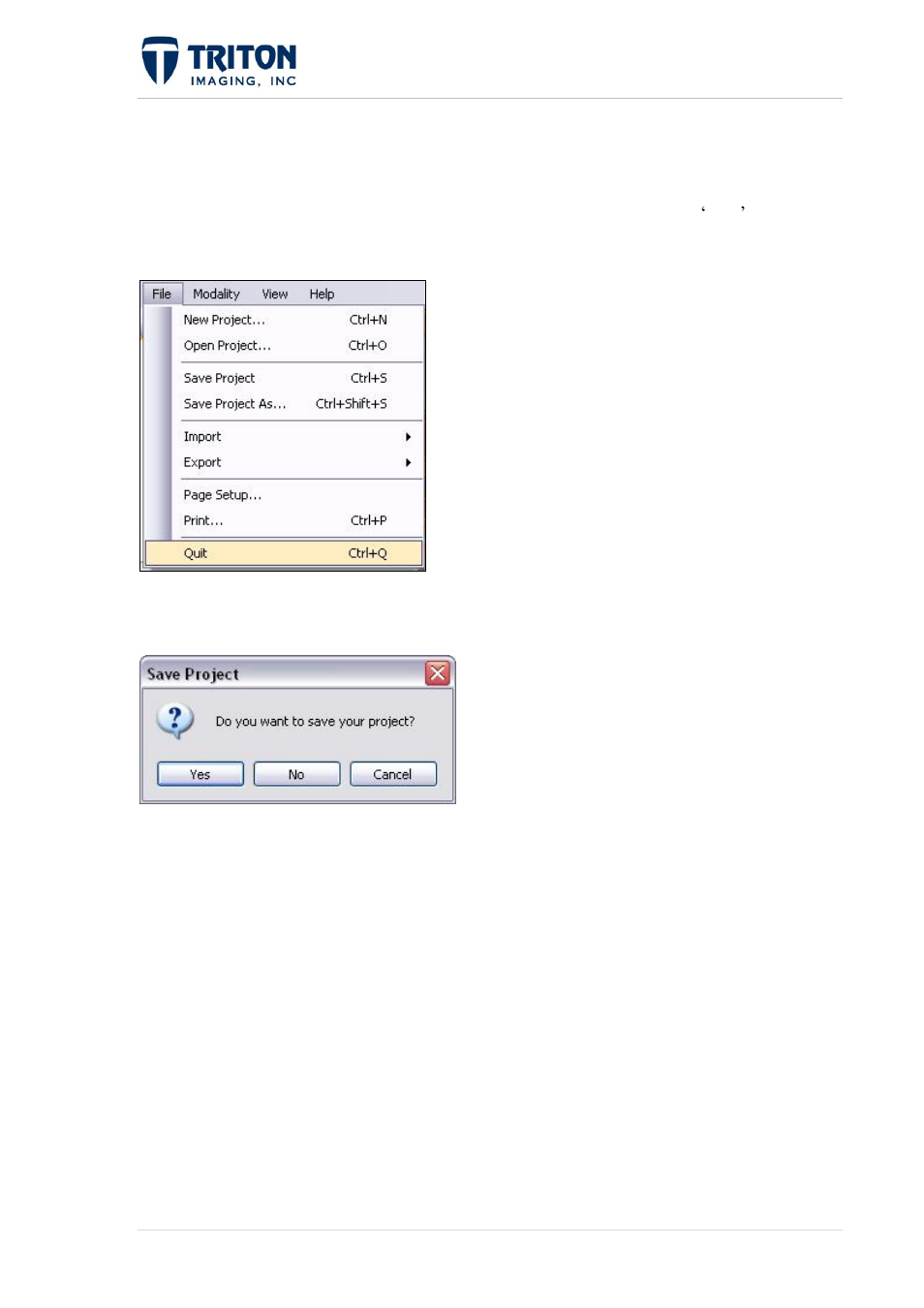7 quit project | Triton Perspective User Manual | Page 67 / 195