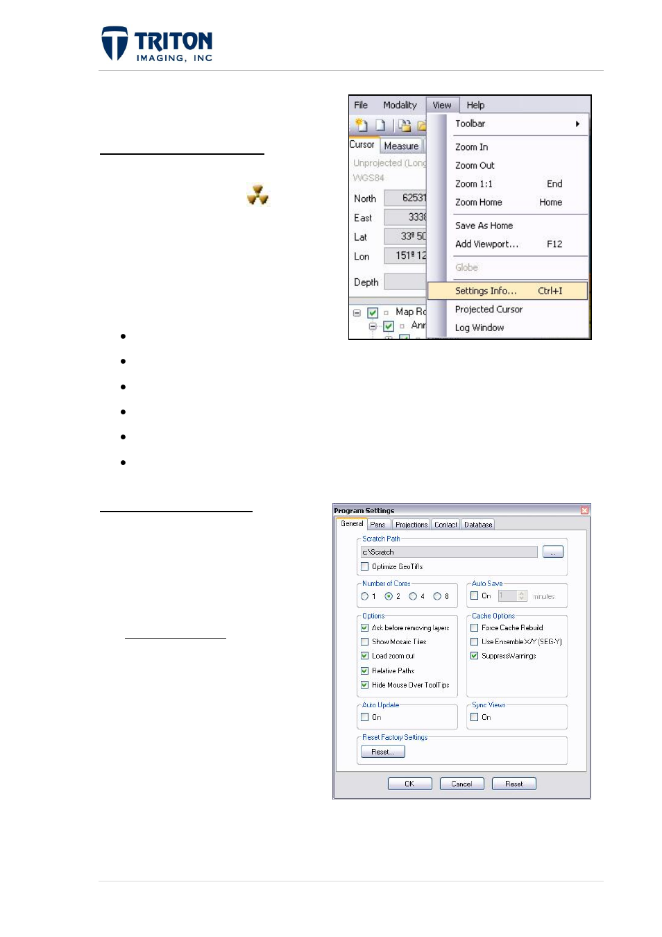 Program settings, Ettings, Verview | Eneral, 1 settings overview, 2 general settings | Triton Perspective User Manual | Page 68 / 195