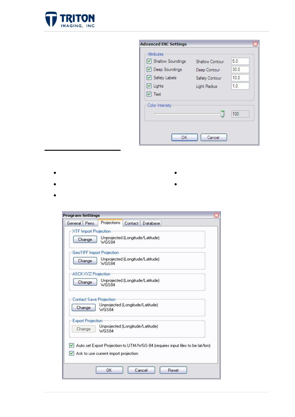 Rojection, Ettings, 5 projection settings | Triton Perspective User Manual | Page 71 / 195