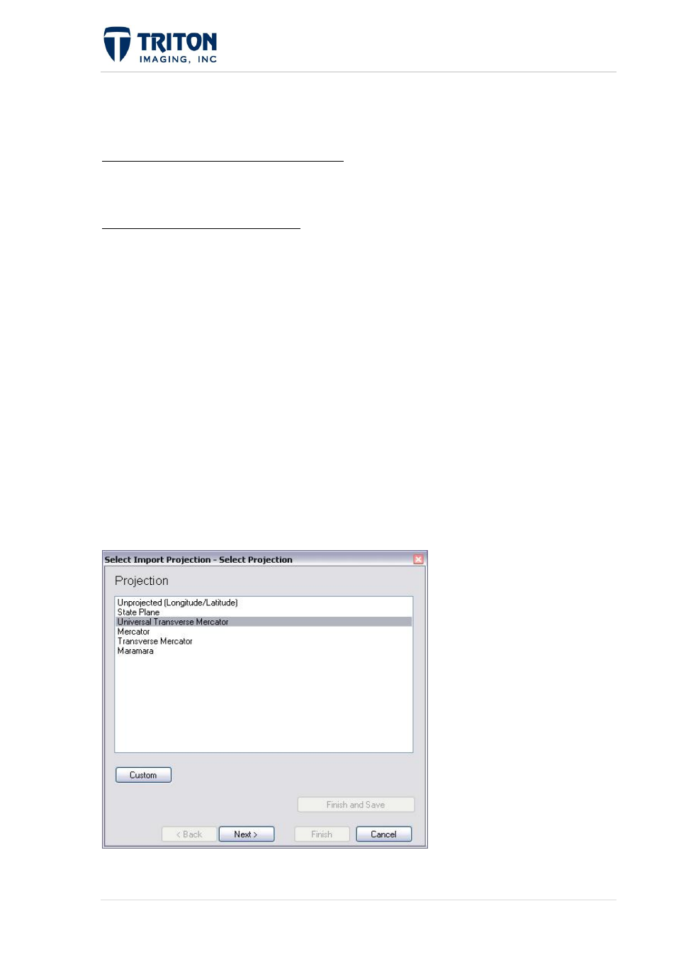 1 import projection settings | Triton Perspective User Manual | Page 72 / 195