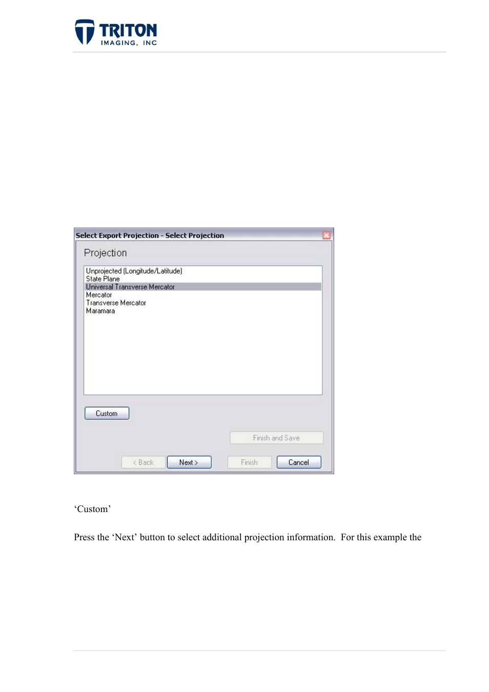 2 export projection | Triton Perspective User Manual | Page 74 / 195