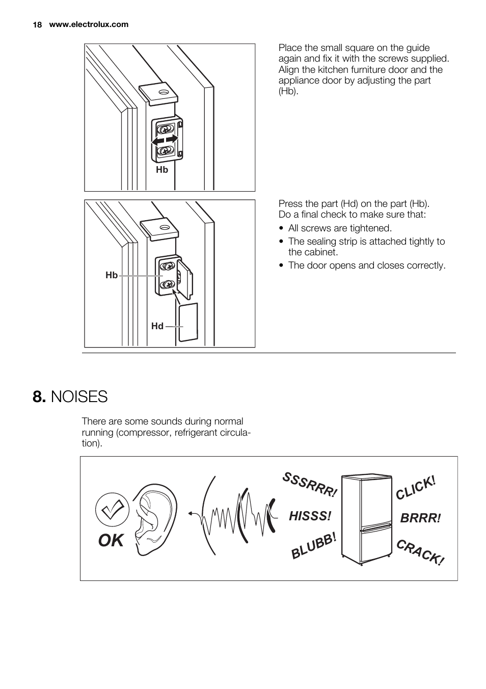 Noises | Electrolux ENN2800BOW User Manual | Page 18 / 64