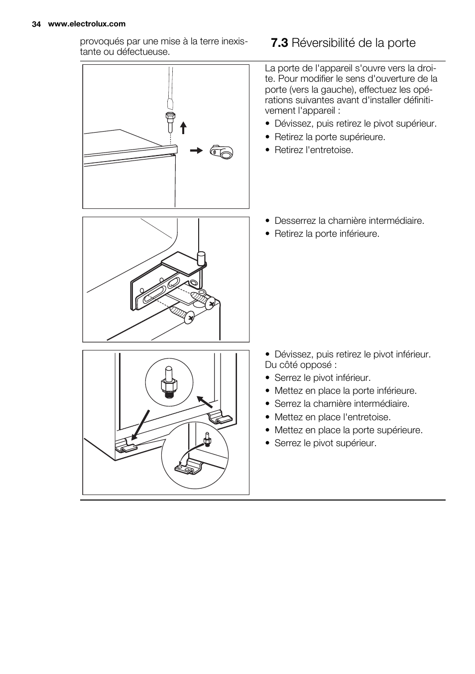 3 réversibilité de la porte | Electrolux ENN2800BOW User Manual | Page 34 / 64