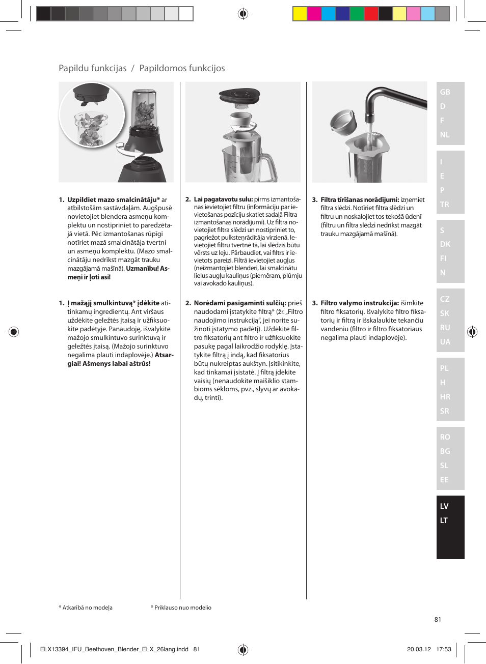 Papildu funkcijas / papildomos funkcijos | Electrolux ESB4400 User Manual | Page 81 / 88