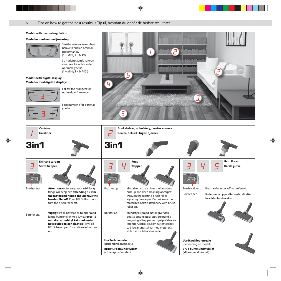 3in1, Tips on how to get the best results, Tip til, hvordan du opnår de bedste resultater | Electrolux ZUSG3901 User Manual | Page 12 / 96