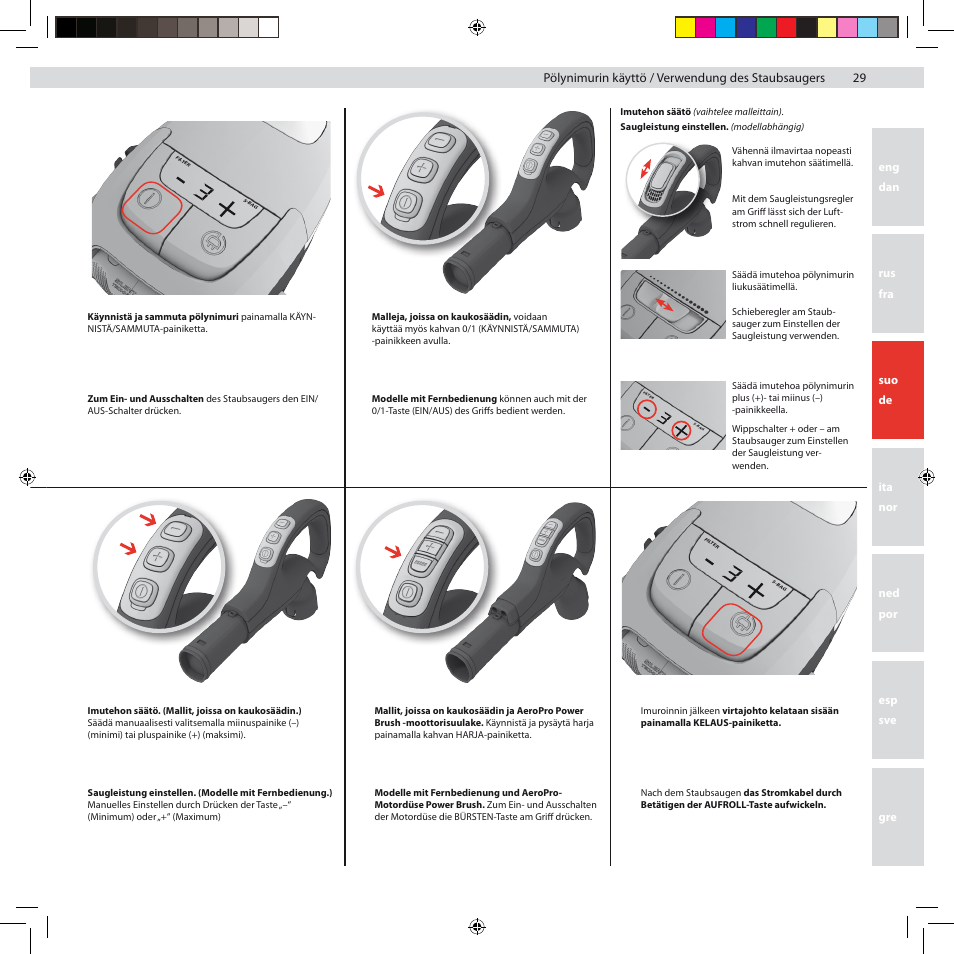 Pölynimurin käyttö / verwendung des staubsaugers | Electrolux ZUSG3901 User Manual | Page 35 / 96