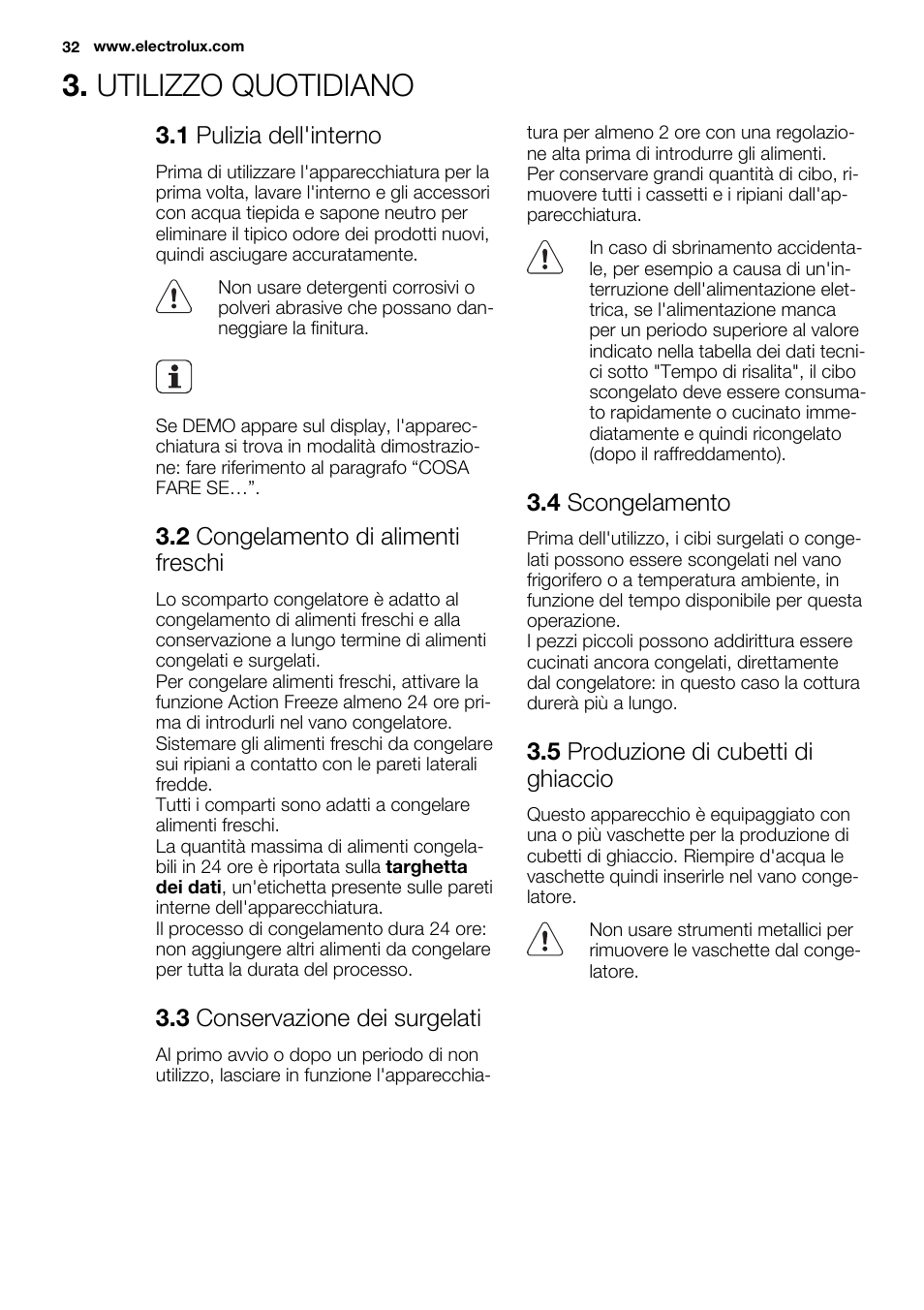 Utilizzo quotidiano | Electrolux ENN2814COW User Manual | Page 32 / 76