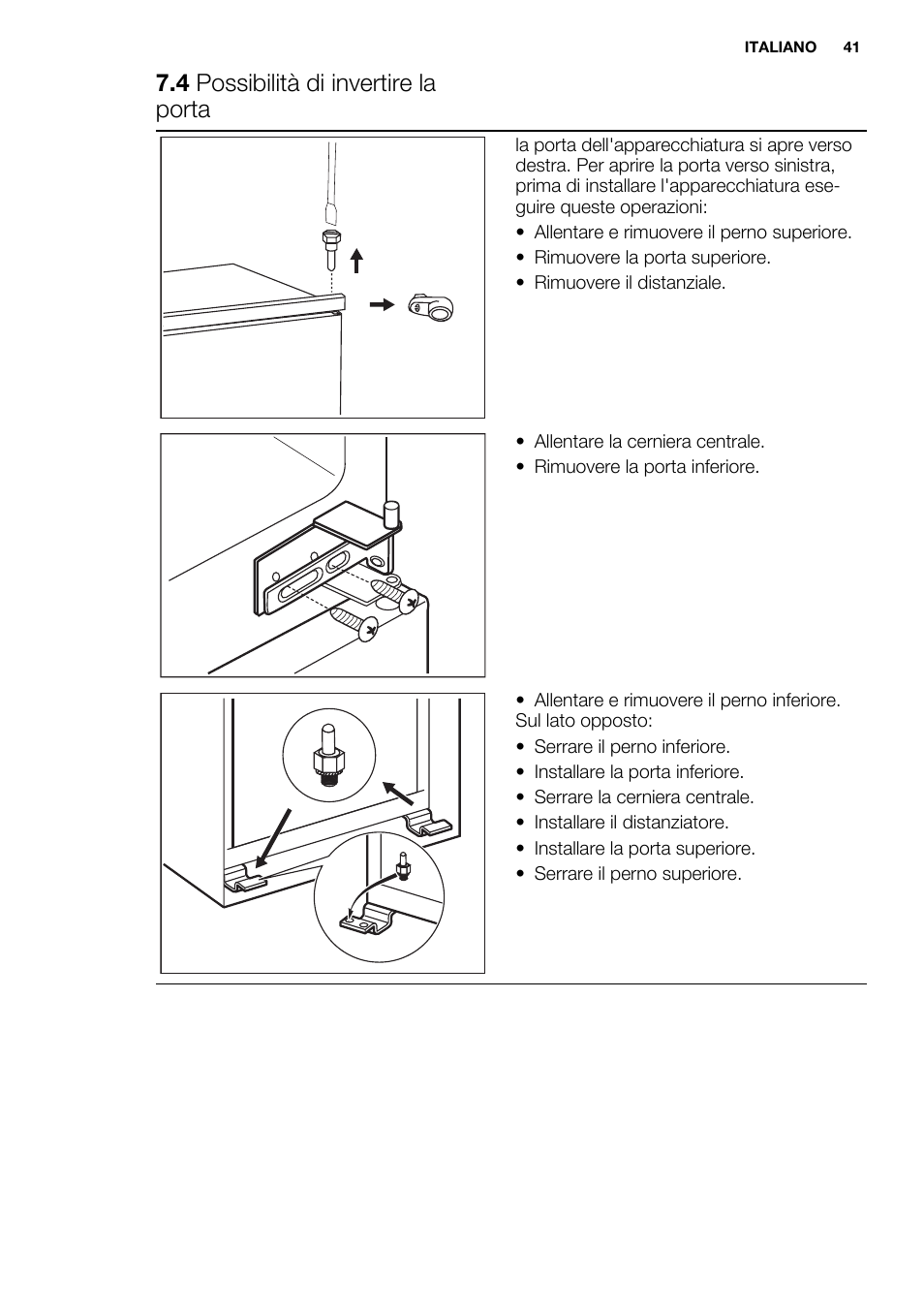 4 possibilità di invertire la porta | Electrolux ENN2814COW User Manual | Page 41 / 76