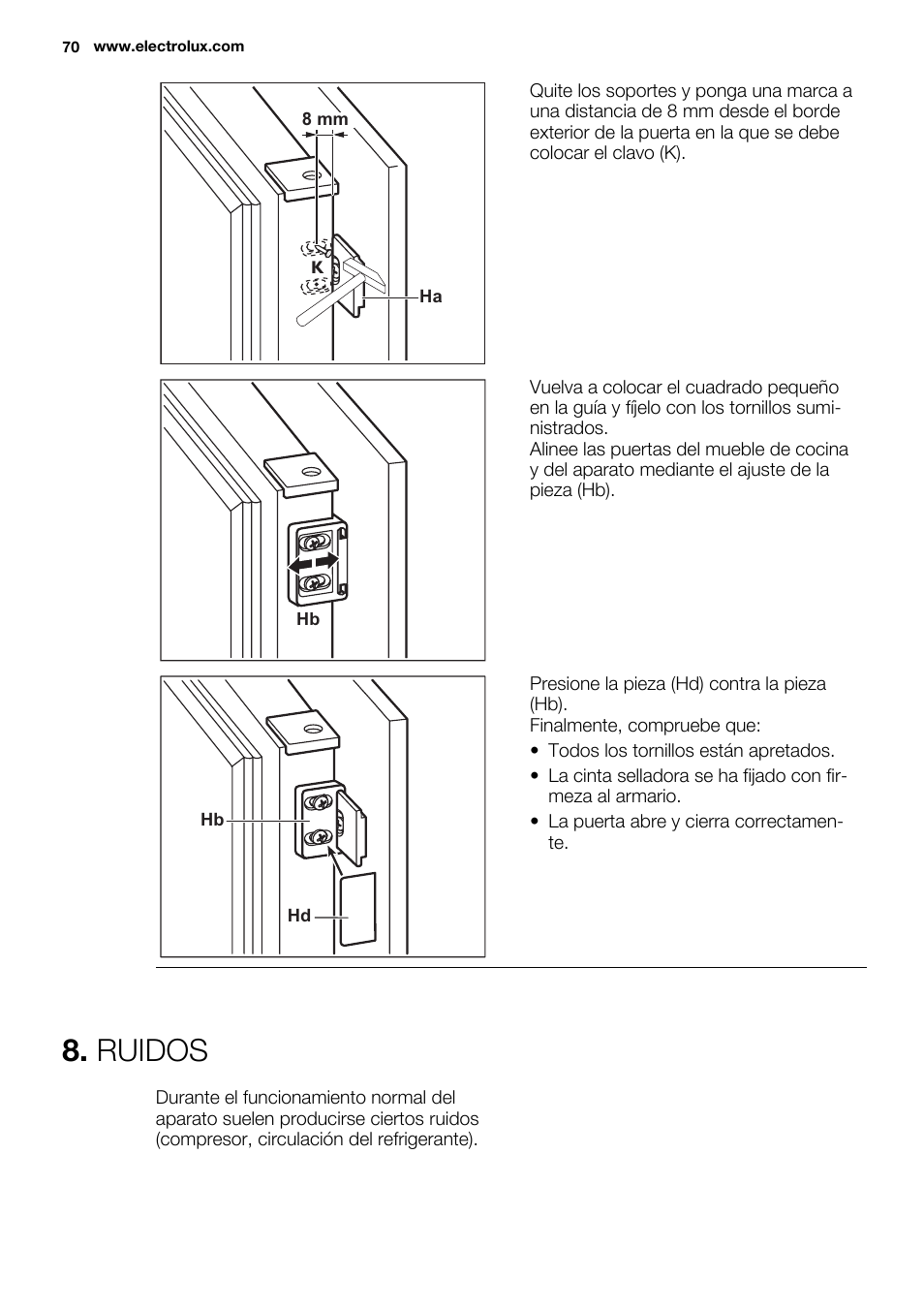 Ruidos | Electrolux ENN2814COW User Manual | Page 70 / 76