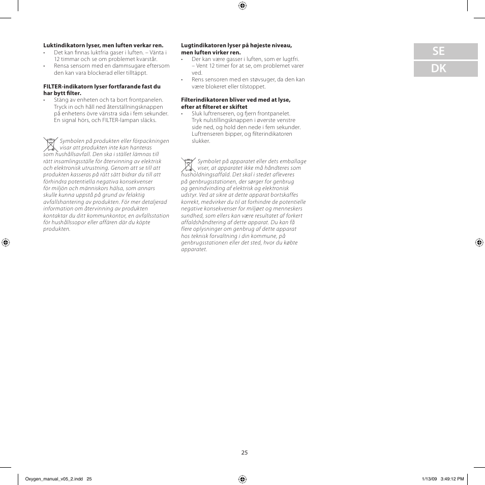 Se dk | Electrolux Z9124 User Manual | Page 25 / 76