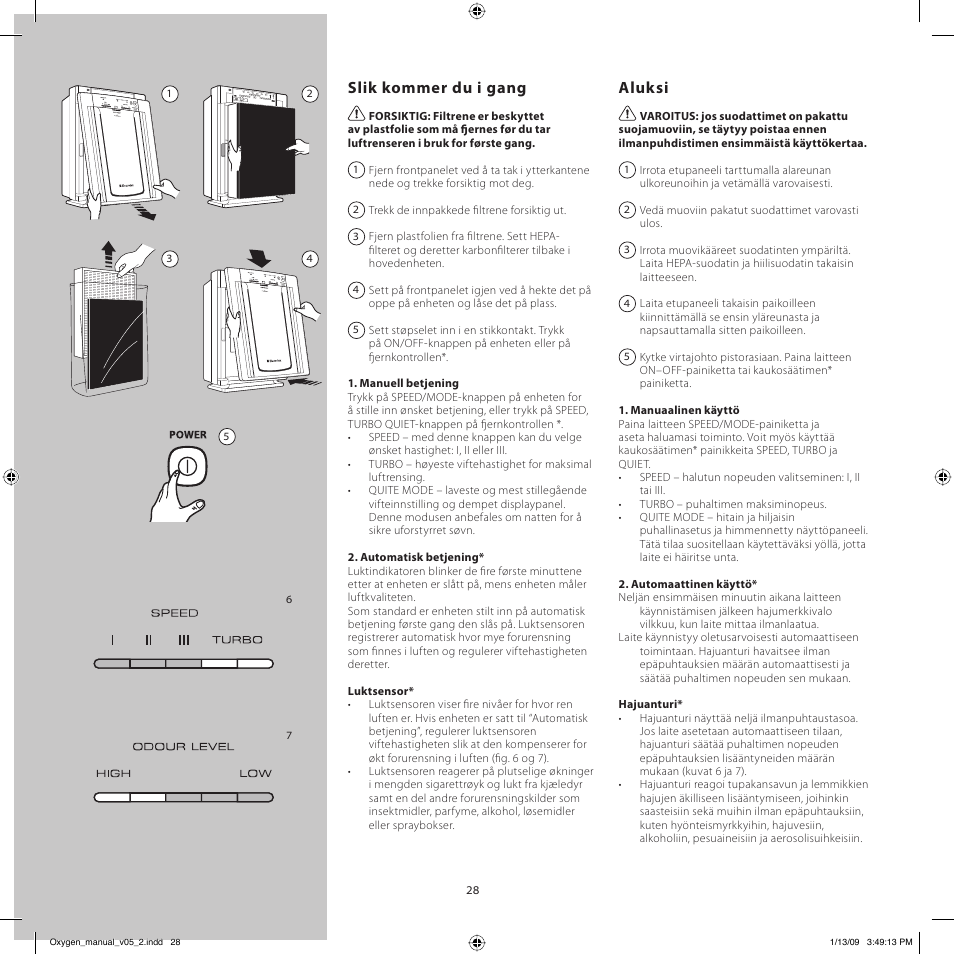 Slik kommer du i gang, Aluksi | Electrolux Z9124 User Manual | Page 28 / 76