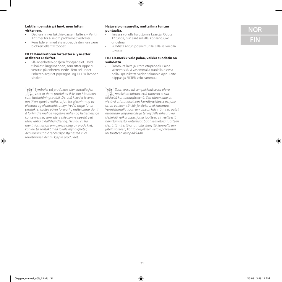 Nor fin | Electrolux Z9124 User Manual | Page 31 / 76