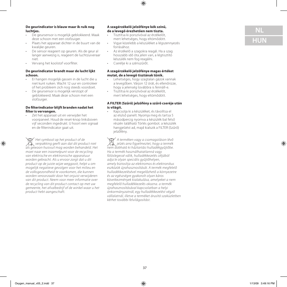 Nl hun | Electrolux Z9124 User Manual | Page 37 / 76