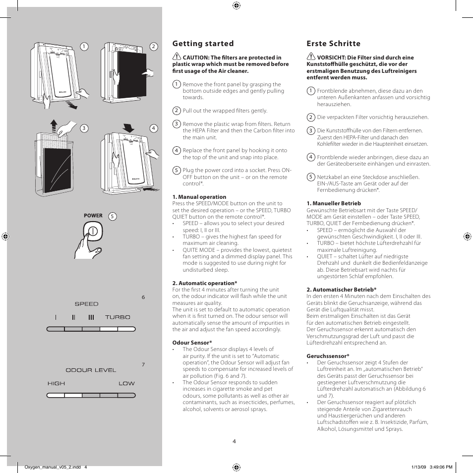 Getting started, Erste schritte | Electrolux Z9124 User Manual | Page 4 / 76