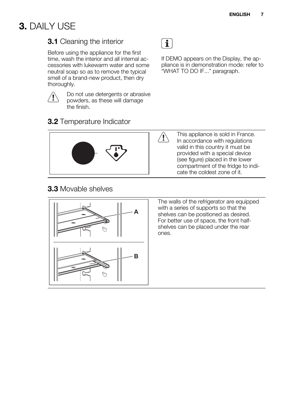 Daily use | Electrolux ERN3213AOW User Manual | Page 7 / 68