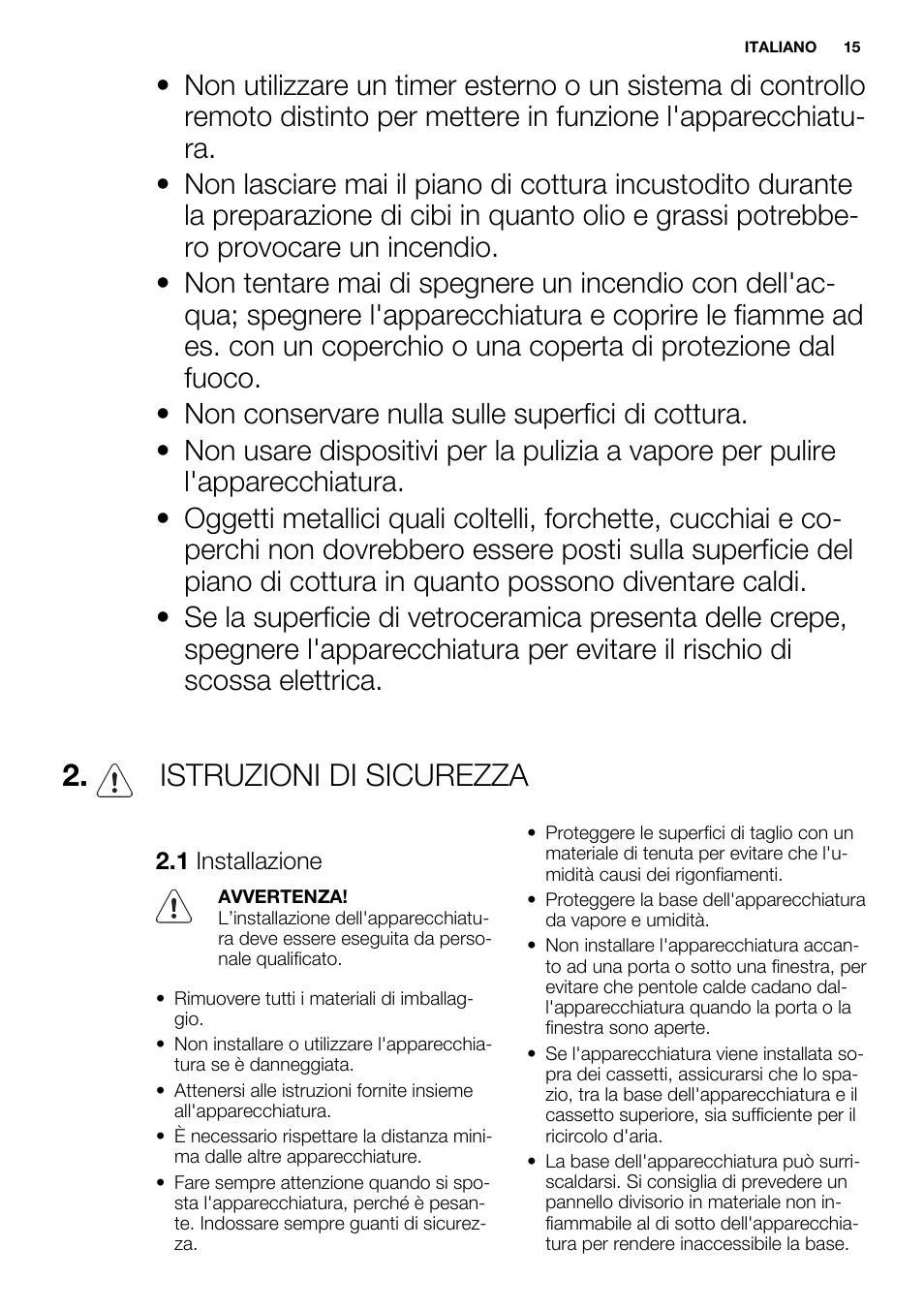 Istruzioni di sicurezza | Electrolux EHF3920BOK User Manual | Page 15 / 56