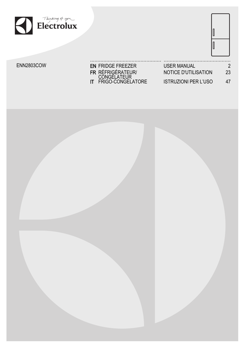 Electrolux ENN2803COW User Manual | 72 pages