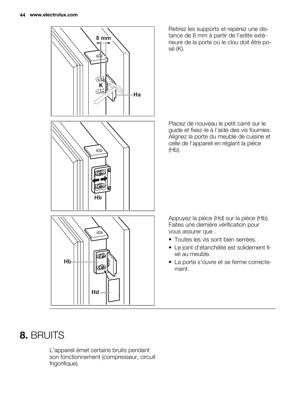 Bruits | Electrolux ENN2803COW User Manual | Page 44 / 72