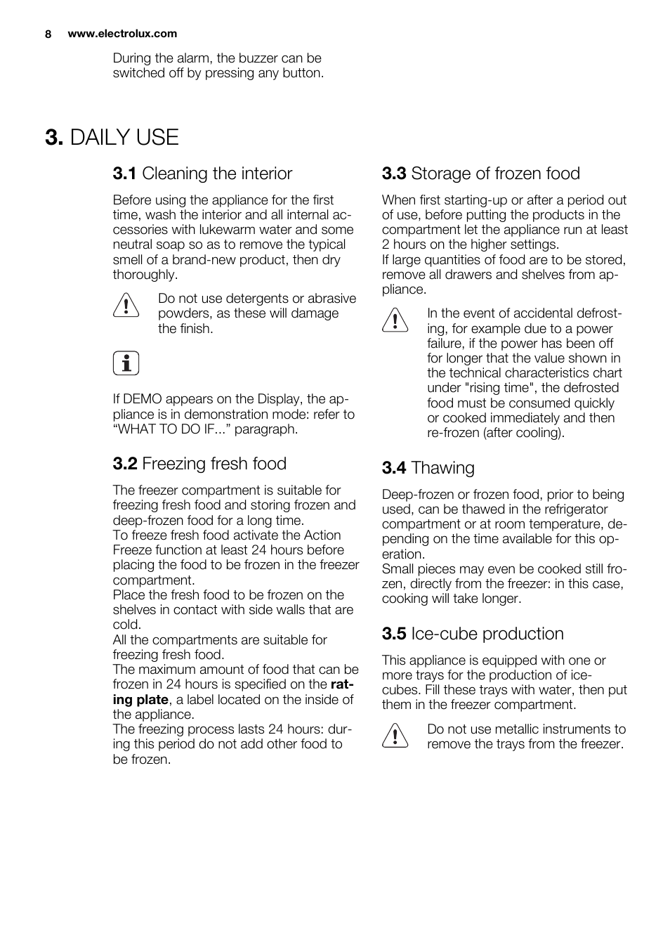 Daily use | Electrolux ENN2803COW User Manual | Page 8 / 72