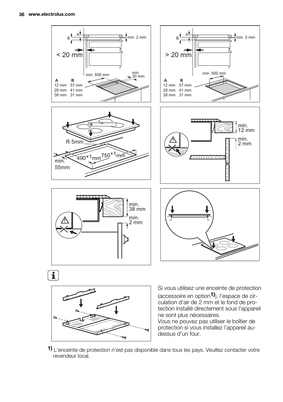 20 mm | Electrolux EHI8742F9K User Manual | Page 36 / 76