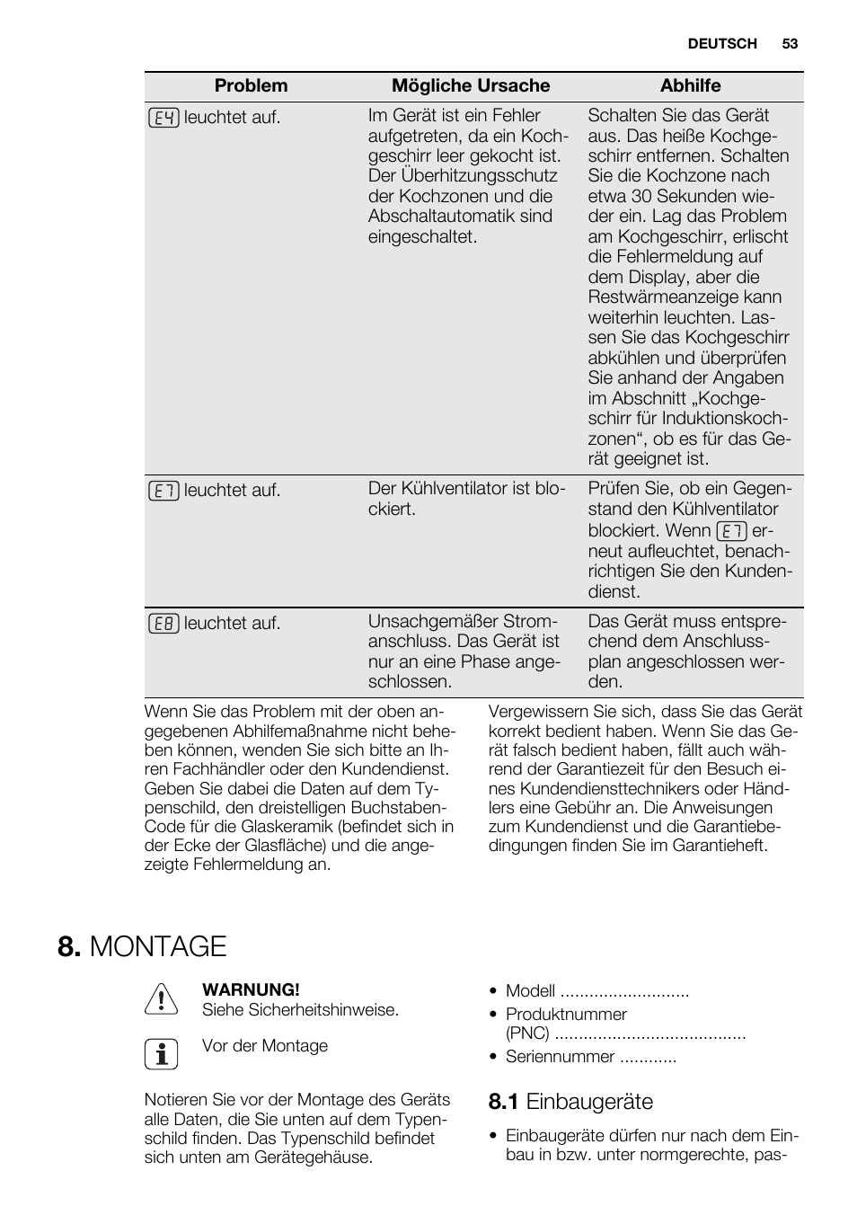 Montage, 1 einbaugeräte | Electrolux EHI8742F9K User Manual | Page 53 / 76