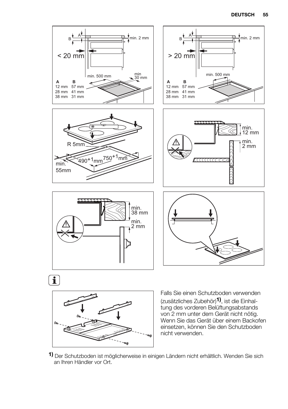 20 mm | Electrolux EHI8742F9K User Manual | Page 55 / 76